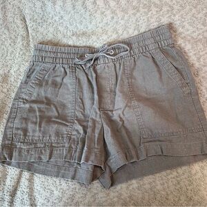 GAP Women's Gray Drawstring Linen-Blend Athletic Shorts